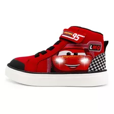 Tenis Original Disney Cars Rayo Mcqueen Con Luces Media Bota