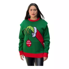 Sueter Navideño / Ugly Sweater Con Mano Gri Y Esfera Adulto