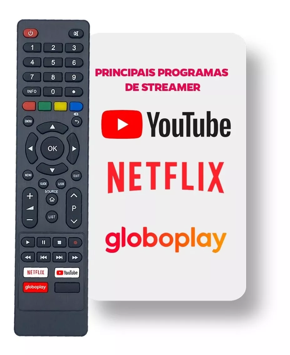 Controle Remoto Para Smart Tv Philco 4k Netflix Globo Play