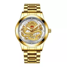 Moda De Oro Para Hombre Relojes Chino Dragón Reloj