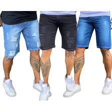 Kit 3 Bermudas Jeans Masculina Direto Da Fábrica Promoção
