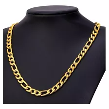 Corrente Masculina 60cm E 6mm Elo 3 Por 1 Banhado A Ouro 18k