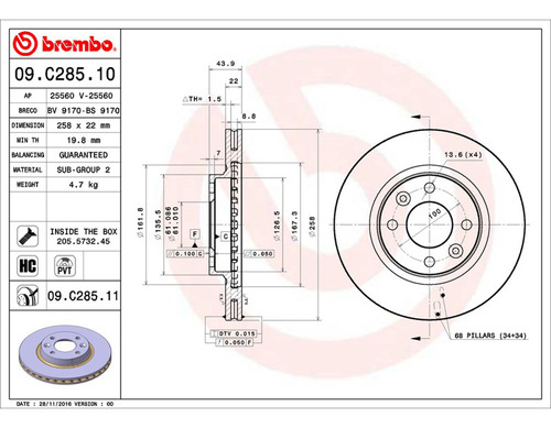 Par Discos Brembo Smart Fortwo Brabus 2018 Delantero Foto 2