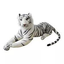 Tigre Safari Pelucia G 1,20 Mt Realista Lindo Macio Branco