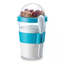 Contenedor Hermético Con Cuchara Yoghurt Cereal Snack 2pz