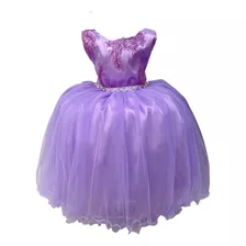 Vestido Infantil Lilás Damas De Honra Renda Pérola E Strass