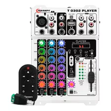 Mesa De Som 3 Canais Player Multicolor T0302 Mixer Taramps T 0302 Equalizador Mp3 Usb Fm Bluetooth 72 Efeitos Rgb Led 12v