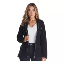 Jaqueta Jeans Feminina Parka Preta Corte Acinturada Premium