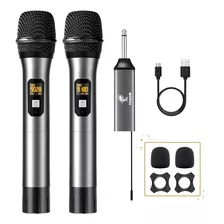 Set De Microfonos Tonor Dual Uhf C/receptor Recargable Negro