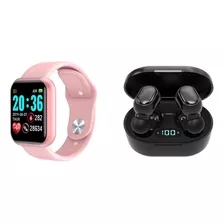 Reloj Smartwatch D20 Rosa + Auriculares Inalámbricos E7s