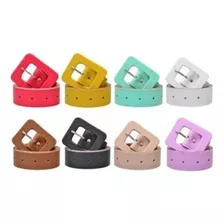 Kit Com 4 Cintos Feminino Fino Fivela Diversas Cores