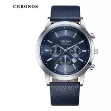 Reloj De Pulsera Chronos Man Casual Calendar De Cuarzo Color Del Fondo Azul