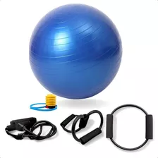 Bola De Pilates Com Bomba 75cm E 3 Elásticos De Resistência