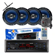 Kit Rádio Bluetooth+4 Falantes De 6 Pol+modulo 100 W +antena