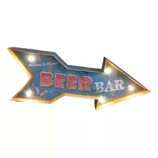 Painel Decorativo Seta Beer Bar Em Metal Item Vintage 