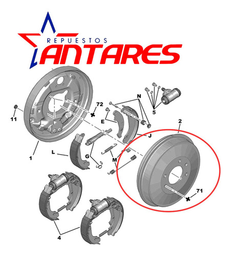 Tambor Patines Freno Trasero Para Citroen Xsara 2000 2004 Foto 5