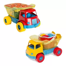 Kit 2 Caminhões Caçamba Articulada De Praia Infantil Verão