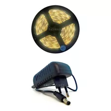 Fita Led 3528 Rolo 5m 300 Leds Silicone Branco Quente +fonte