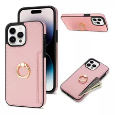 Funda Carcasa De Cuero Con Anillo Para iPhone 15 14 13 12