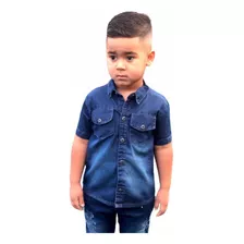 Roupa Infantil Blusa Camisa Jeans Menino Manga Curta Verão