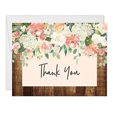 Floral Rústico Le Agradece Notecards Con Los Sobres (pack De