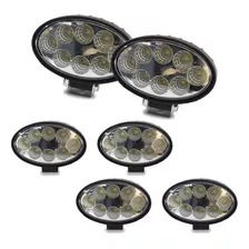 Kit 6 Farol Milha 8 Led 24w 12v 24v Oval Carro Trator