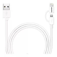 Cable Usb 2-en-1 Adata: Apple Lightning + Android Micro Usb Color Blanco