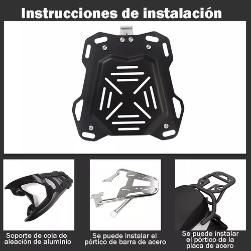 Maletero Para Moto Aleacin De Aluminio Negro Plata 65l Foto 5