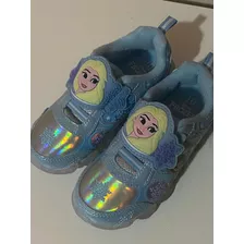 Zapatillas Frozen, Suela Con Luz Talle 27 1/2celeste