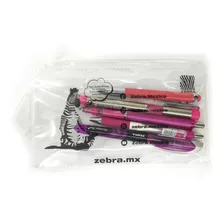 Kit Escolar Escritura X5 Unidades + Cartuchera Rosa Zebra