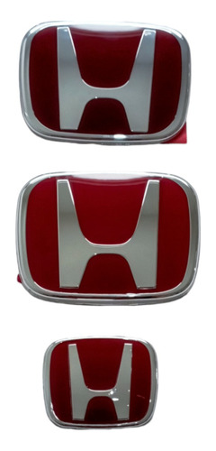 Emblemas Honda Rojos Tipo Type R Civic 3 Pzas Foto 4
