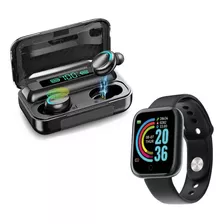 Combo Smartwatch D20 + Auriculares Inalámbricos F9-5 Negro