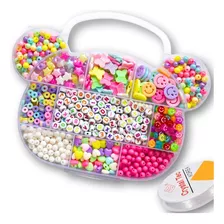 Kit Miçangas Infantil Coloridas P/ Montar Pulseiras- 850 Pç