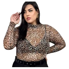 Blusa Transparente Plus Size Blusinha Em Tule Top Renda Plus