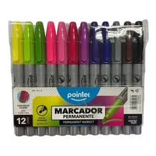 Marcadores Pointer Permanente X12 Colores Surtidos 