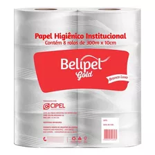 Papel Higiênico Institucional 300mx10cm Gold Branco 8rl