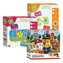 Kit 3 Brinquedos Infantis Quebra Cabeças Soletrando Crianças