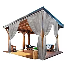 Cortina Para Pergolado 4 Partes 2m X 2,5m Voil Xadrez Gazebo