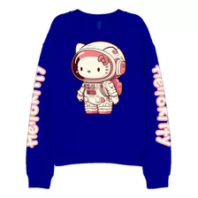 Blusa Moletom Hello Kitty Astronauta Ref 1164 Gola Redonda