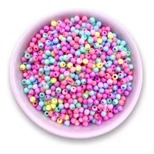 Aprx 3400 Miçangas Bola Color Candy Leitosa 4mm 100g Pérola