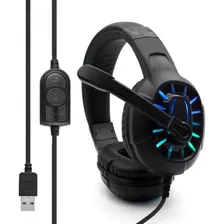 Fone De Ouvido 7.1 Gamer Rgb Headset Usb P/ Computador Note Cor Preto