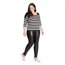 Calça Legging Malha Com Frente Pu Plus Size Lunender 66774