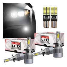 Kit 4 Lâmpada Ultra Led Ultra Farol Alto Baixo + Milha 6000l