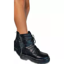 Bota Coturno Cadarço Amarração Salto Grosso Plataforma Lace