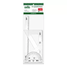 Kit Geométrico Desenho 1º Grau Linha Econômica Dello-04 Pçs Cor Transparente