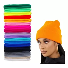 Gorro Beanie Lana / Doblez / Tonos Azul