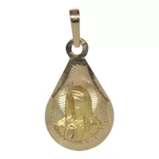 Medalla Oro 10k Forma Pera Busto Virgen De Guadalupe