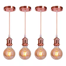 Kit 4 Pendente Retrô Vintage Rose Gold + Lampada Filamento Iluminar Ambiente