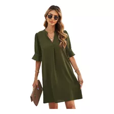 Vestido De Gasa Para Mujer Con Falda De Pino Hasta La Rodill