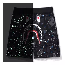 Bape Luminous Shark Casual Pantalones Cortos Deportivos